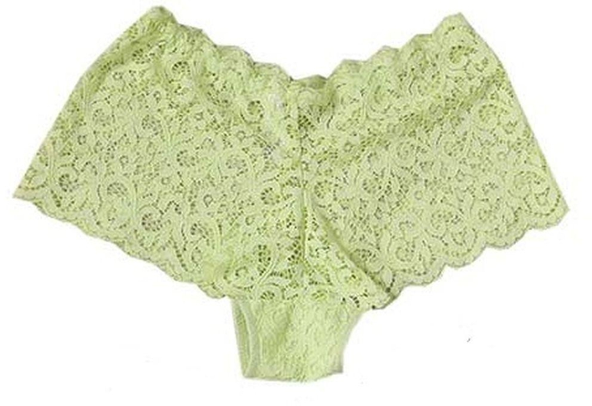 Guipure Cool Intimates Classic Lace Cheeky Boyshorts- Lime