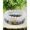 Forziani Peace and Calm Foot Pink Rose Quartz White Opalite and Purple Amethyst Spiritual 10mm Beaded Bracelet Set Of 3 Great Christmas Gift