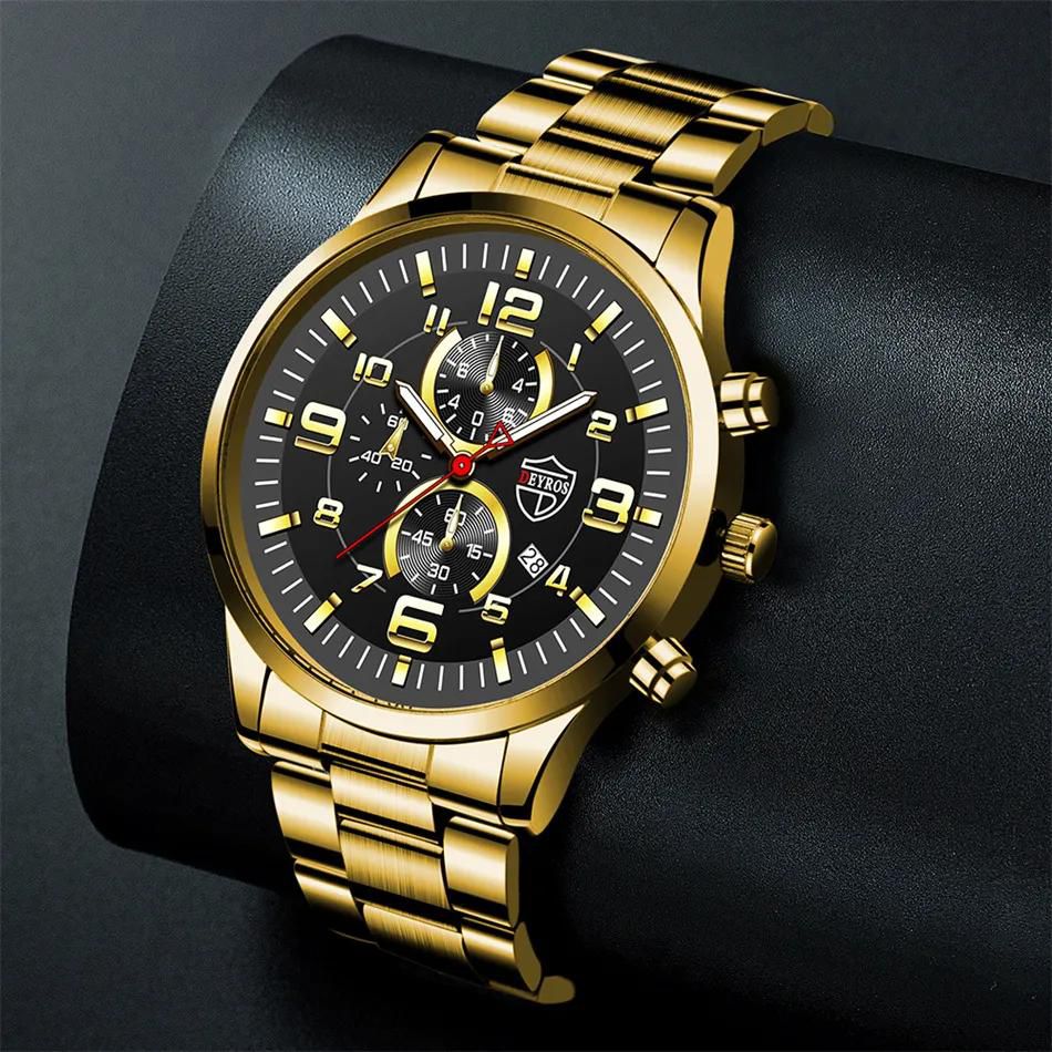 Fashion Mens Sports Watches for Men Luxury Stainless Steel Quartz Wrist Watch Luminous Clock Man Business Casual Watch