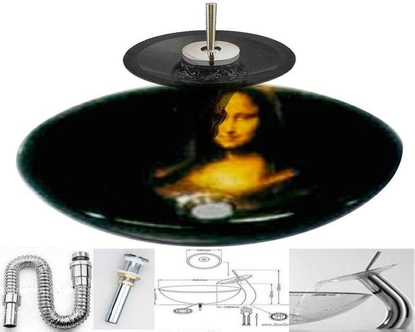 San George Design Glass Wash Basin With Waterfall Mixer + A Pop Up And Drain BBWMB 109