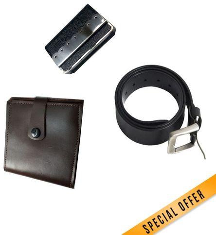 Cardholder + belt + wallet combo