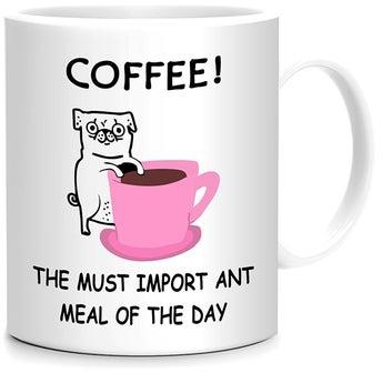 The Must Important Meal Of The Day Printed mUg White/Pink/Black 10centimeter