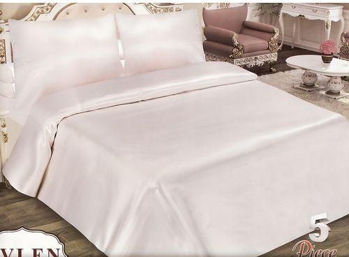 Generic Satin Bed Sheet Set - 5 Pcs - White