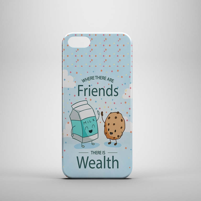 Friends Are Wealth Phone Case Blue Milk and Cookie Cover for iPhone 5S