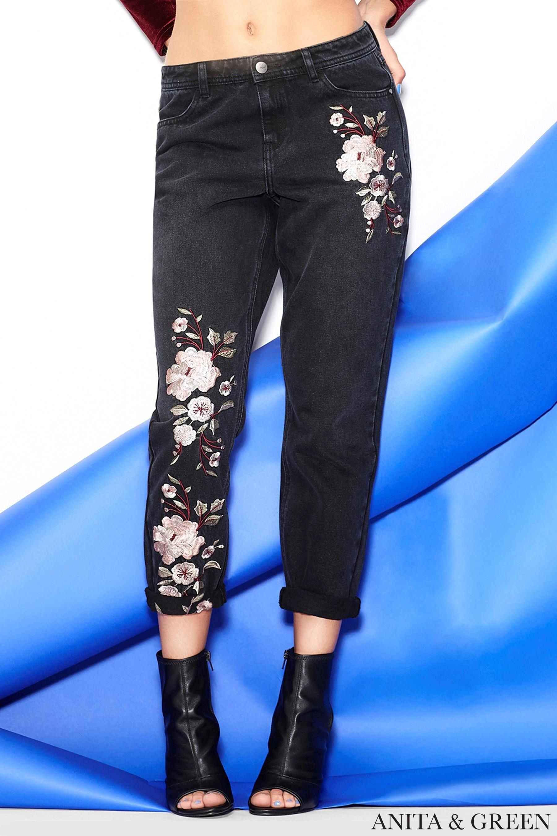 Anita & Green Floral Embroidered Jeans