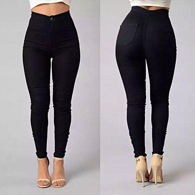 Black High-Waist Skinny Stretchy Jeans