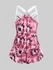 Plus Size Ring Crisscross Tie Dye Floral Print Tank Top - M | Us 10