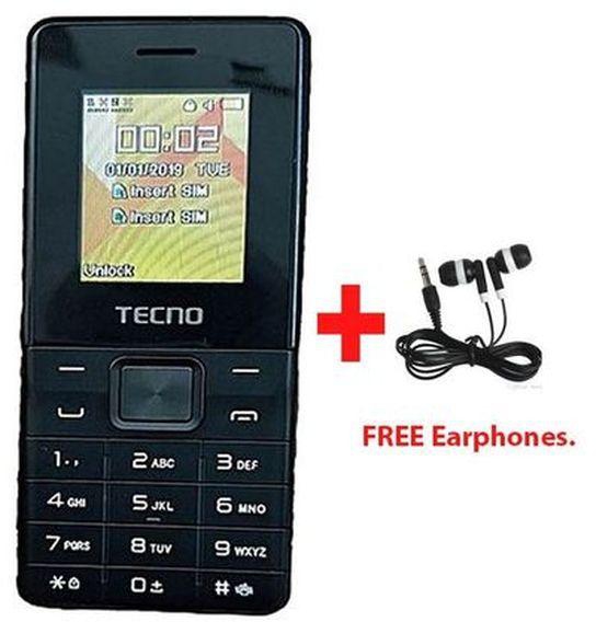 Tecno T301 - Dual SIM - Black + FREE Earphones.