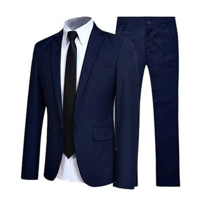 Smart Men's Suit - Navy Blue