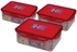Zahran 06000511 Tight Lock Food Container with Red Cover Set of 3