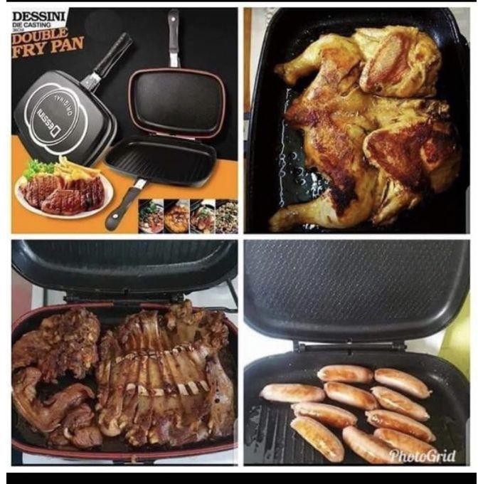 Dessini Double Pan /Meat Grill Non Stick 36cm -Black