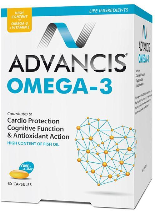 Advancis Omega-3 - High content of fish oil - for Cardio protection, cognitive function & Antioxidant Action - Concentrated fish oil 1000mg Omega-3 300mg, EPA(Eicosapentaenoic acid) 160mg, DHA(Docosahexaenoic acid)100mg, Vitamin E 10mg