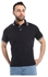 Navy Blue Hips Length Pique Patterned Polo Shirt_Navy Blue