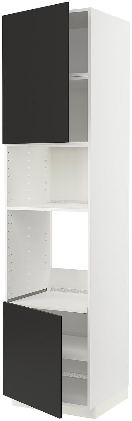 METOD Hi cb f oven/micro w 2 drs/shelves - white/Nickebo matt anthracite 60x60x240 cm