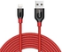 Anker PowerLine Plus Lightning Cable Nylon Braided USB Cable (10ft) for iPhone, iPad and More -Red