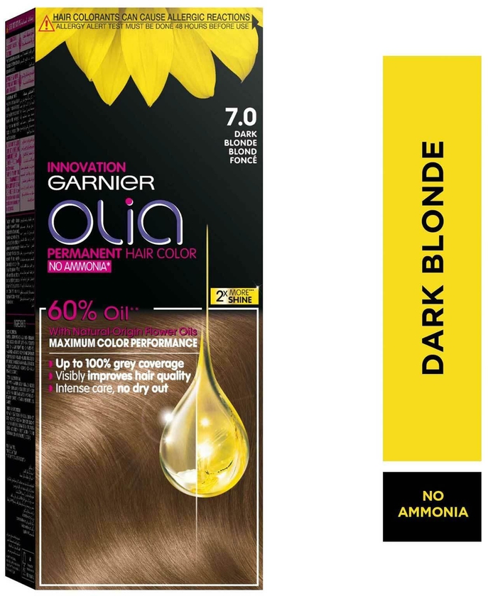 Garnier olia no ammonia permanent hair color kit 7.0 dark blonde