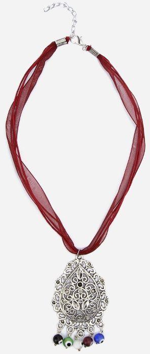 Style Europe Oval Metal Pendant Necklace - Red