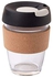 Coffee/Tea Cup with Lid and Anti-Scalding Cork Ring Clear/Black