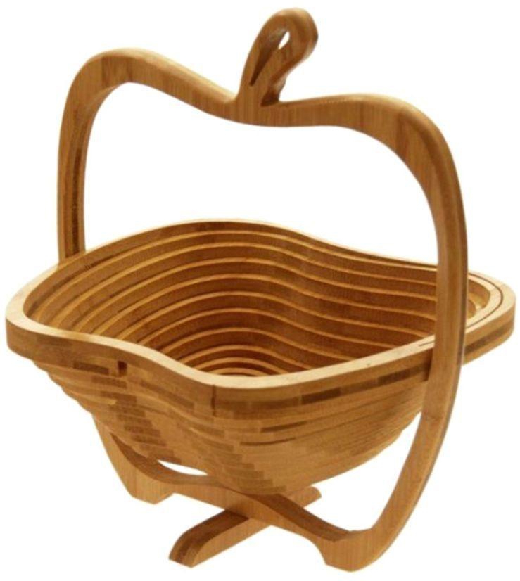 Generic Bamboo Fruit Foldable Basket Brown