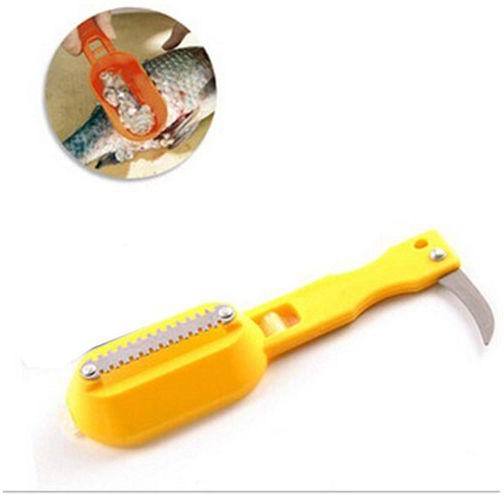 Generic Fish Scale Remover with Cutting Knife - Yellow