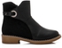 Ankle Boots Women's Fashion - Leather / Chamois Black