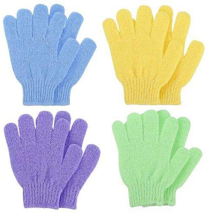 Fashion 4 Pairs Exfoliating Gloves For Scrub, Multicolours