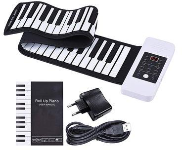 بيانو إلكتروني قابل للطي مزود ب61 مفتاح مع مكبر صوت مدمج