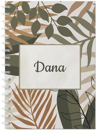 Spiral Notebook for School or Business Note Taking with 60 Sheets English Name Dana Brown/Grey/Black