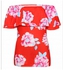 Baby Red Ruffle Off Shoulder Floral Womens Top