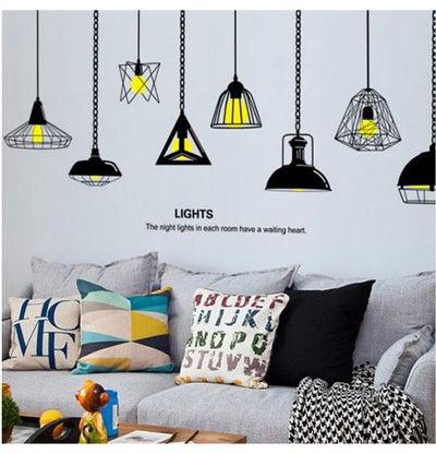 Lamp Wall Stickers Chandelier Bedroom Living Room Decoration Stickers Black 90X60cm