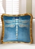 Blue Velvet Cushion Cover Modern Dragonfly Embroidery Decorative Pillow Home Decor for Sofa Chair Living Room 45x45 cm 18x18 In