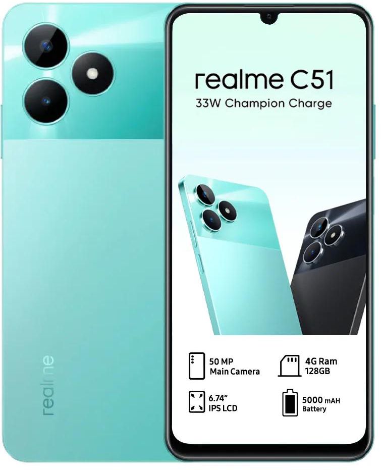 Realme C51 Dual Sim – (128GB), 4GB Ram, 4G ​ - Dubai Phone
