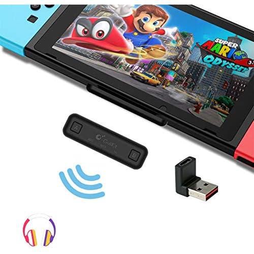 GuliKit Route Air Bluetooth Adapter for Nintendo Switch/Switch Lite, Dual Stream Bluetooth Wireless Audio Transmitter with aptX Low Latency Connect Your AirPods Bluetooth Speakers Headphones