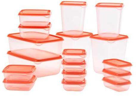 PRUTA Food container, set of 17, transparent, orange