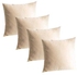 4-Piece Solid Pattern Decorative Pillow Velvet Ivory Beige 45x45cm