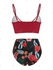 Floral Print Ruffles Ruched Bikini Swimwear - S