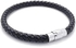 LIUSHUI 1pcs Stainless Steel Leather Bracelet - Braided Leather Bracelet for Men and Women, Black - Width 6mm - Length 18cm