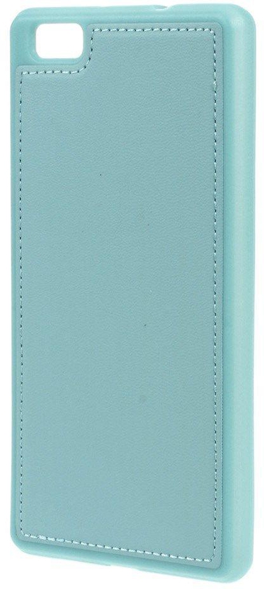 Leather Coated TPU Phone Case for Huawei Ascend P8 Lite - Baby Blue