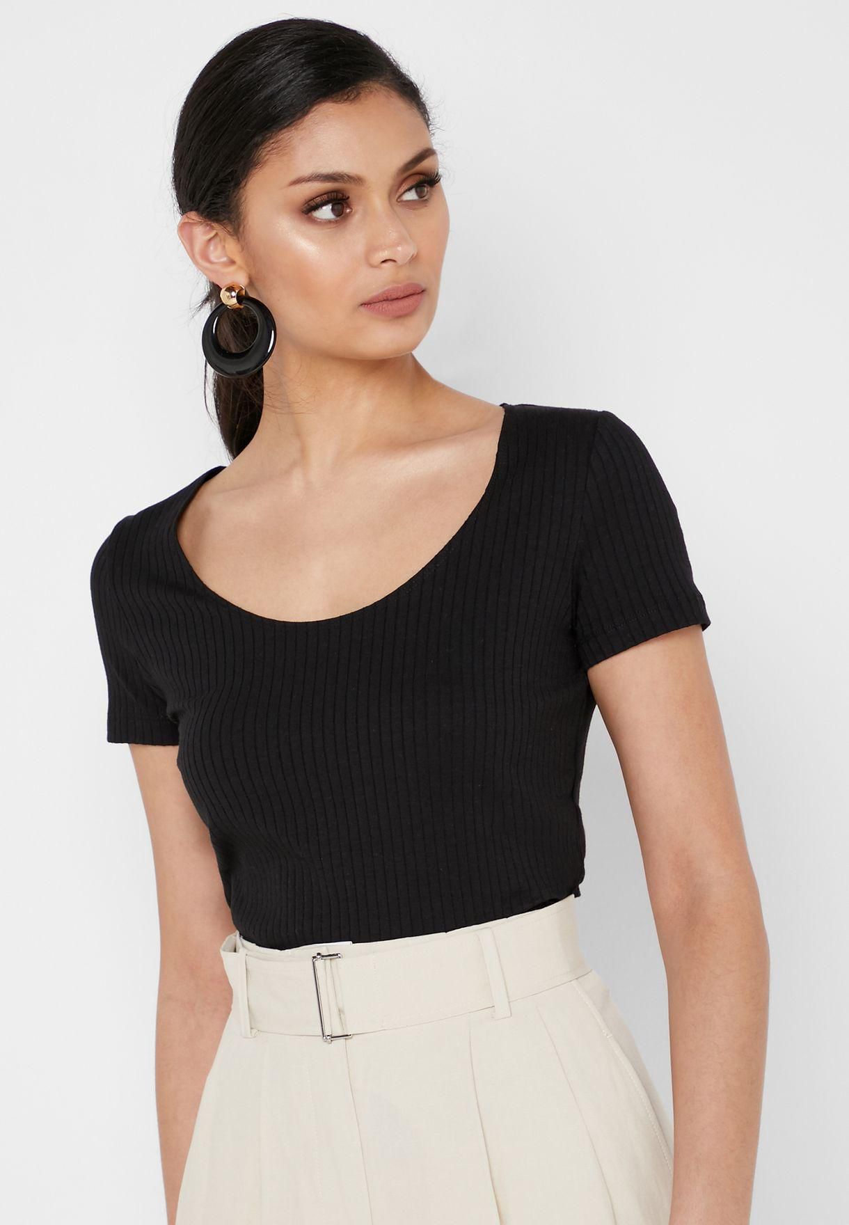 Scoop Neck Ribbed T-Shirt
