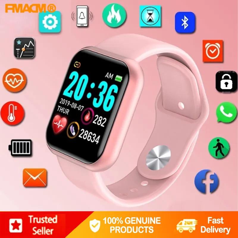 【Official Authentic + Warranty】FMACM Y68 Smart Watch Sports Touch Screen Bluetooth Smart Watch Men Women Bracelet Phone Android/IOS Heart rate monitoring, sleep monitoring, sed