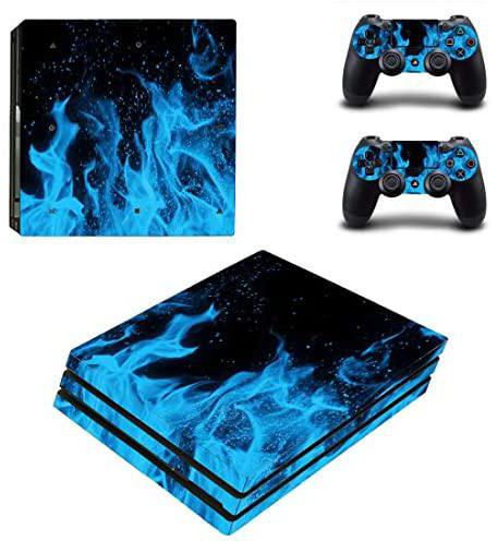 Blue Fire Stickers Skins for PS4 Pro Console + Controller