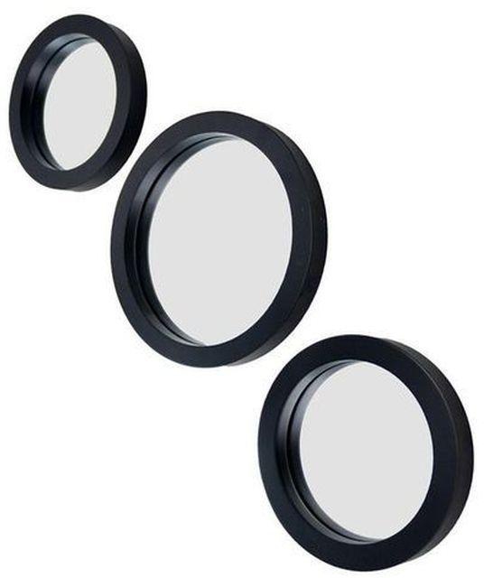 Wall Decor Circle Mirrors: 3 Piece Set - Black