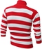 Turtle Neck Long Sleeves Striped Sweater - Red - M