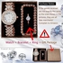 Women Watch Fashion Ladies Quartz Diamond Wristwatch Elegant Ring Female Bracelet Watches 3pcs Set
