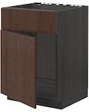 METOD Base cabinet f sink w door/front, black/Sinarp brown, 60x60 cm - IKEA