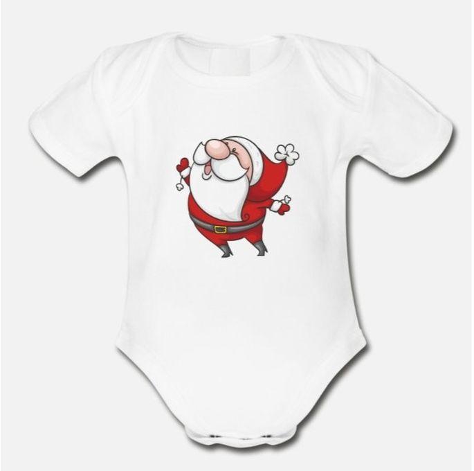 Santa Dance T Shirt Design Funny Christmas T Shirt Organic Short Sleeve Baby Bodysuit