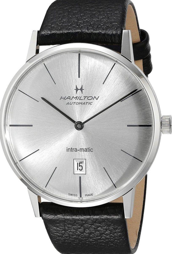 Hamilton Men's Silver Dial Black Leather Band Watch - H38755751