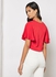 Stylish v - neck half sleeves crop top with tie knot red