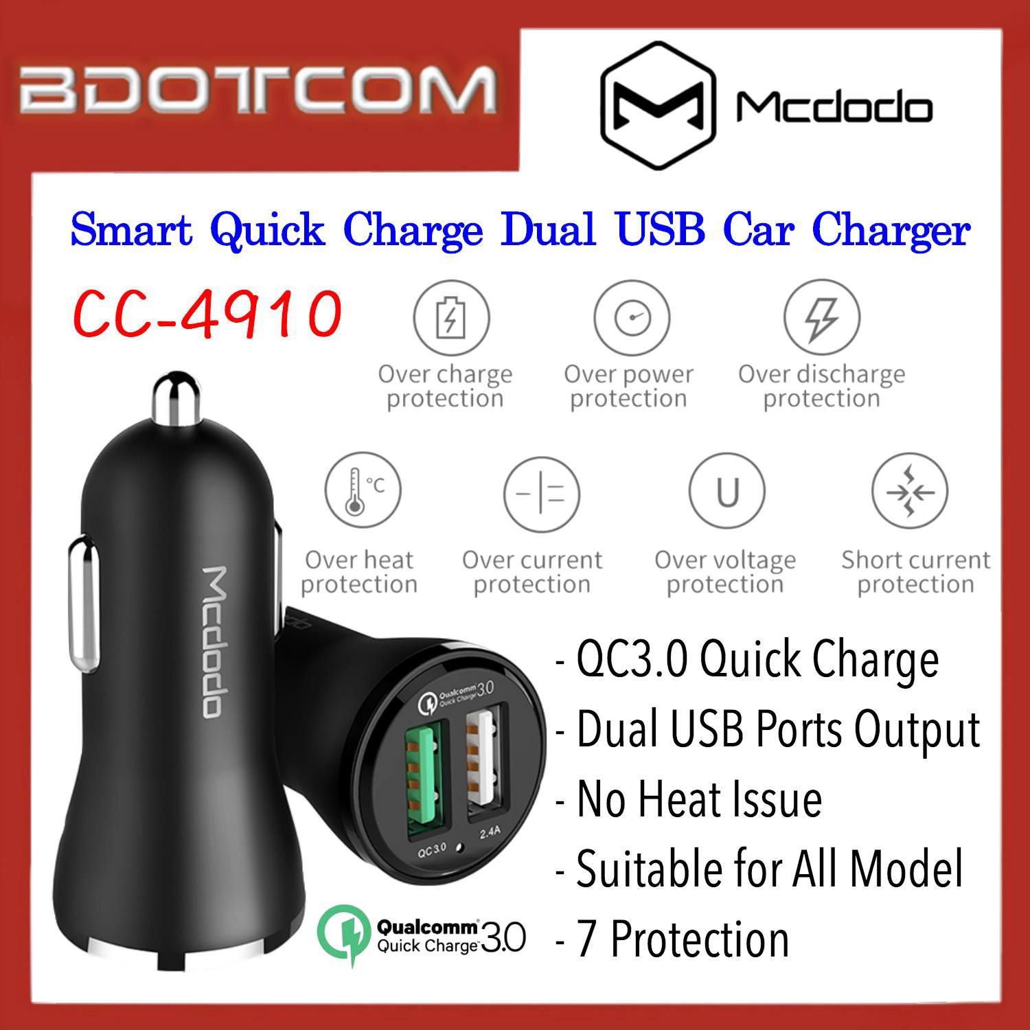 Mcdodo CC-4910 30W Dual USB Port QC3.0 Quick Charge Car Charger