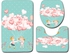 3Pcs Bathroom Flannel Mats Set Romantic Heart Print Toilet Lid Cover U-Shape Mat Floor Rug Set